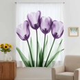 thumbnail image 3 of Purple Tulip Floral Sheer Curtains 108" Extra Long, Farmhouse Elegant Botanical Flowers Light Filering Curtains, Privacy Drapes Simi Floor to Veiling Curtain for Living Room Large Window Treatment, 3 of 9