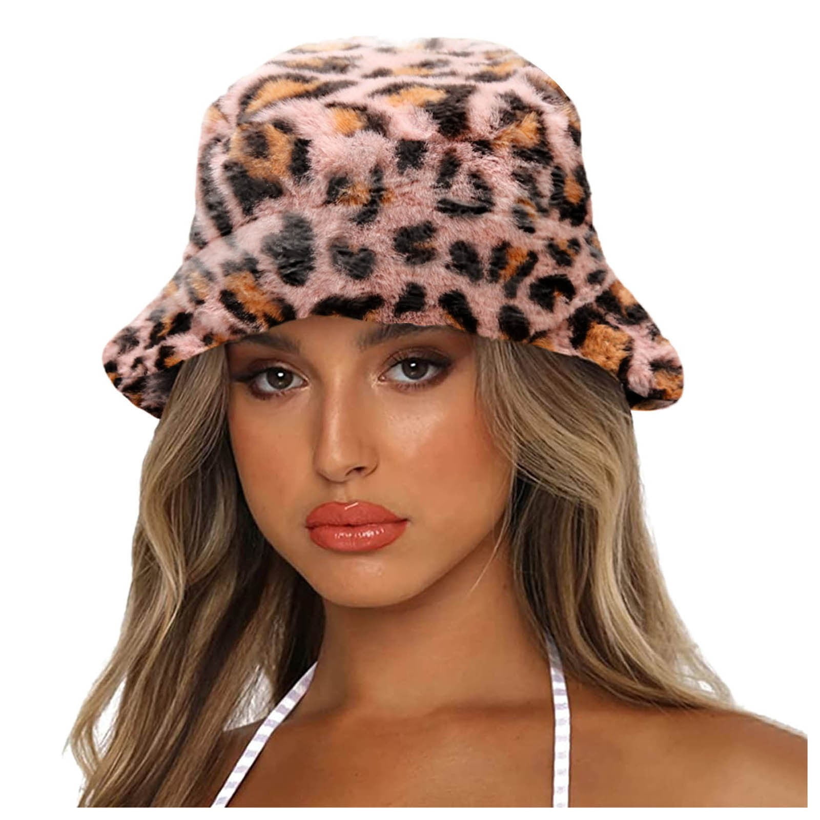 Dtydtpe Winter Printed Leopard Men Cap Basin Warm Bucket Hat Hat For ...