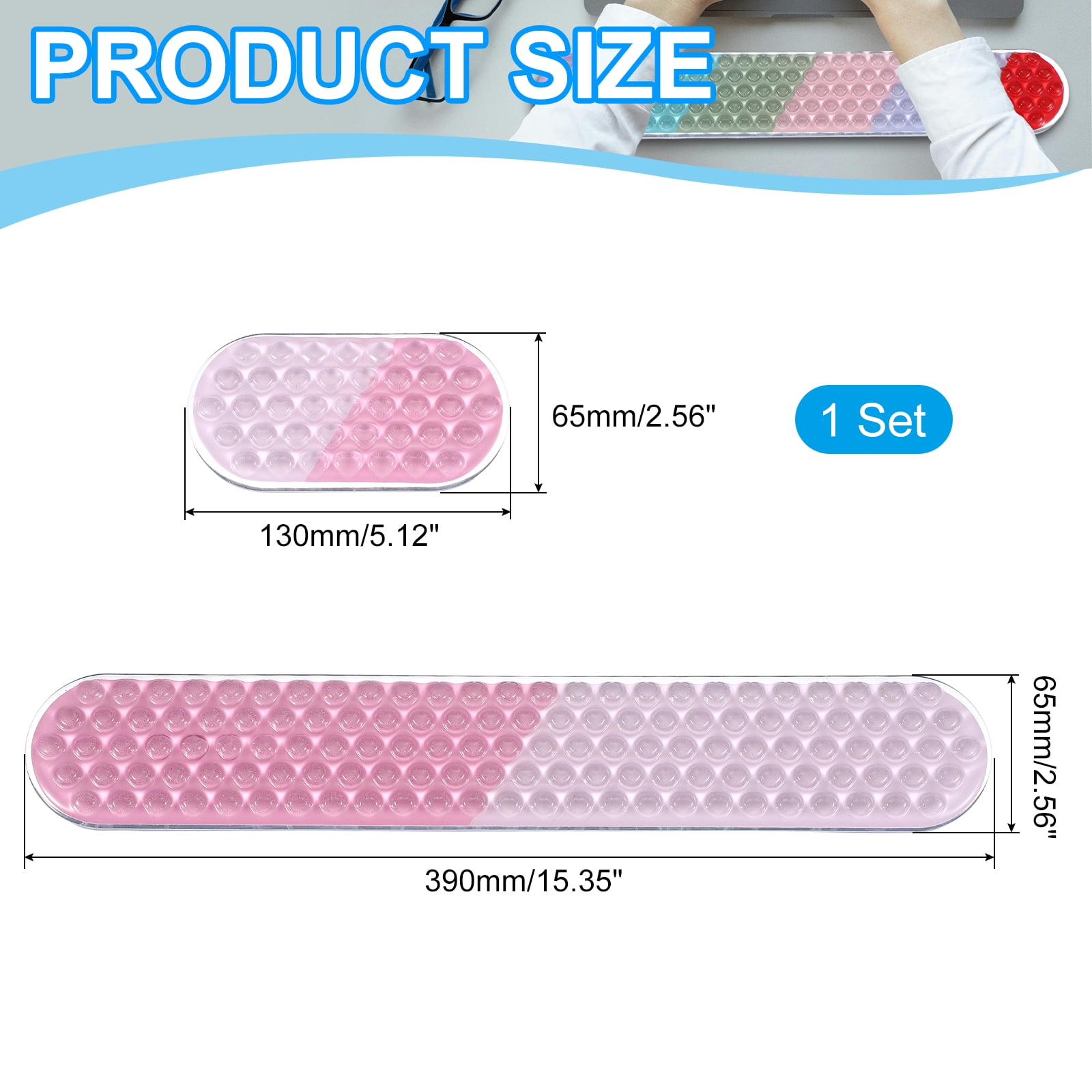 Uxcell Gel Wrist Rest, Gel Mouse Pad Mouse Wrist Support for Keyboard and Mouse Ergonomic,Pad Set Pink Ombre