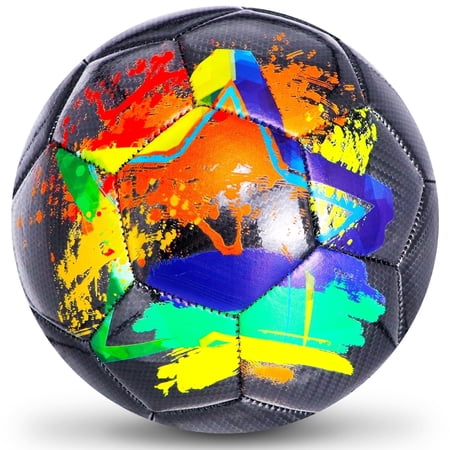 Champhox Soccer Balls Size 4 for Kids Durable Long-Lasting Construction Soccer Balls for Kids Teens Aged 4-6 6-8 8-12 Boys Girls Youth Soccer Players Skill Practicing Training Gifts Black