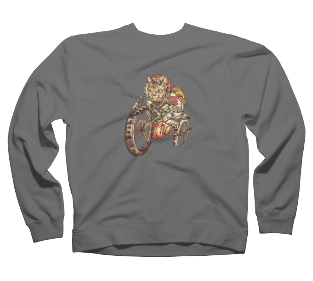 Berserk Steampunk Motorcycle Cat Athletic Heather Cream Graphic Crew Neck Sweatshirt Design By Humans 2xl Walmart Com