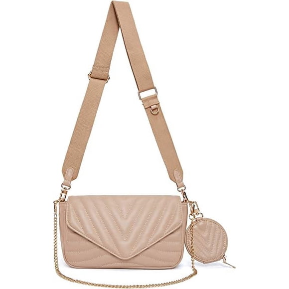 Small Quilted Crossbody Bags for Women Stylish Designer Purses and Handbags with Coin Purse including 2 Size Bag,light pink