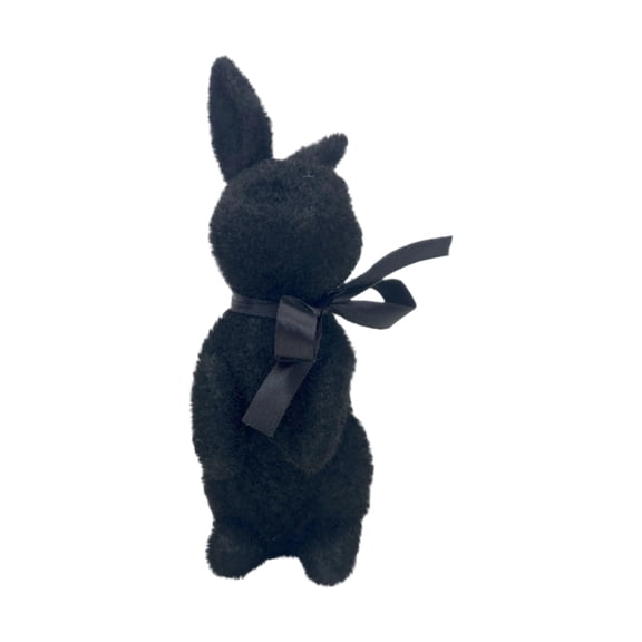 8.5" Easter Flocked Bunny Figurines, Easter Standing Black Bunny Decor, Home & Garden Ornaments for Easter Celebration