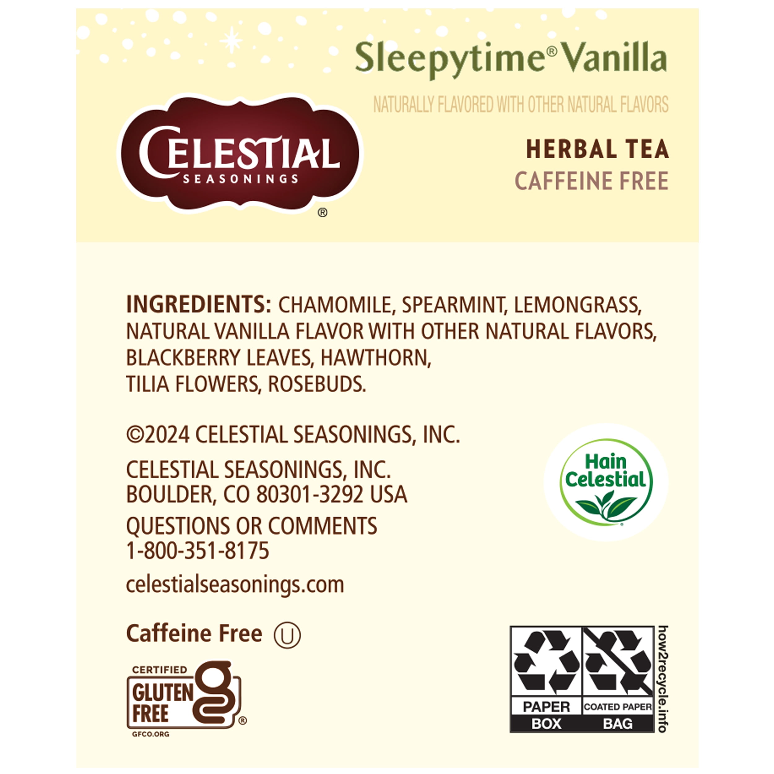 (3 pack) Celestial Seasonings Sleepytime Vanilla Caffeine-Free Herbal Tea Bags (20 Count)
