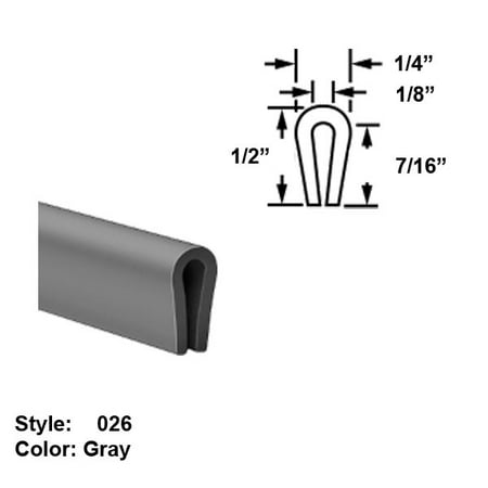 

Slippery MDS-Filled Nylon Plastic U-Channel Push-On Trim Style 026 - Ht. 1/2 x Wd. 1/4 - Gray - 10 ft long