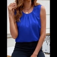 thumbnail image 4 of Camiseta Sin Mangas de Satén de Seda para Mujer, Atuendo Informal de Verano para Negocios 2025, Camisa Elegante Sin Mangas para el Trabajo Azul L, 4 of 9