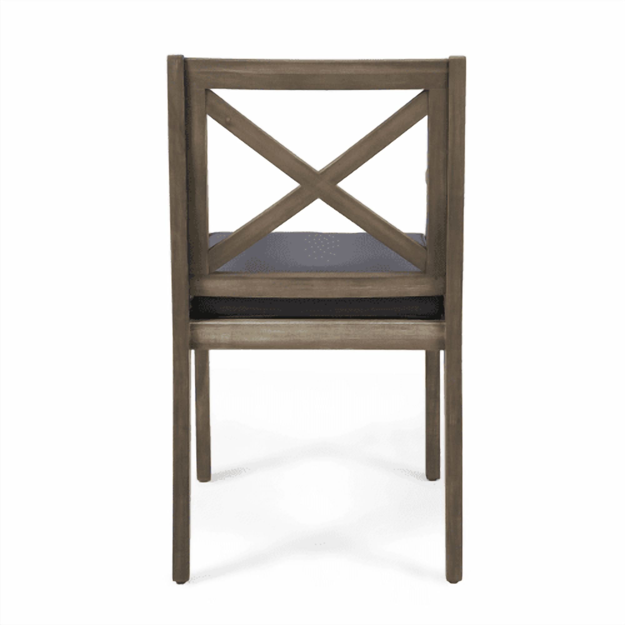 Outdoor Dining Chair Set of 2 with Acacia Wood and Grey Cushions, Patio Chairs and Garden Seating for Backyard Poolside, Teak and Grey