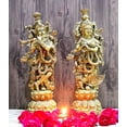 thumbnail image 2 of eSplanade - Radha Krishna Pair Kishan Krishna Murti Idol Statue Sculpture - Brass - 21" Big Size, 2 of 7