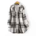 thumbnail image 5 of Yigetop Plaid Jacket for Woman Women's Overcoat Classic Button Down Plaid Printed Winter Fleece Lined Lapel Snow Coat Shirts Outwear with Pockets Jackets for Women Grey 2XL, 5 of 9