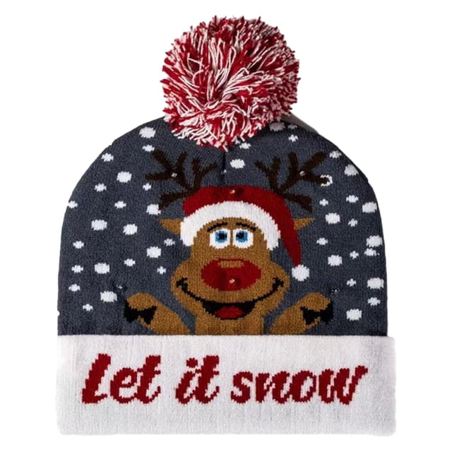 Bonnet de Noël Décontracté Tricoté pour Intérieur Extérieur Nouvel An Flocon de Neige Élan