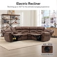 thumbnail image 2 of Bonzy Home Power Reclining Sectional Sofa, Suede Fabric Corner Recliner Couch with Console, Hidden Storage, Cup Holders & USB/Type-C Ports, Chocolate, 2 of 7