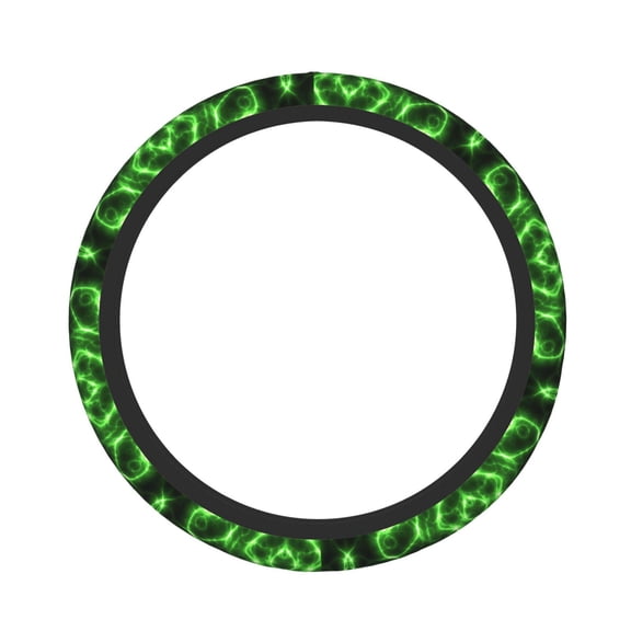 Hirioo Green Lightning for Elastic Stretch Steering Wheel Cover Universal 15 Inch Automotive Steering Wheel Cover Fit Auto, Suvs, Truck