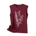 thumbnail image 4 of Tank Tops for Women under $5 Sleeveless Round Neck Floral Print Summer T-shirt Wine XL, 4 of 4
