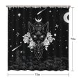 thumbnail image 5 of Black Gothic Cat Rose Moon Pattern Shower Curtain 72"x72" ,Bathroom Decorative Shower Curtains Set with 12 Hooks,Modern Waterproof Washable Shower Curtain, 5 of 6