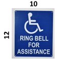 thumbnail image 2 of Ring Bell for Assistance Sign (White/Blue, Aluminum, 10x12)-The Pour Tous Blue LINE, 2 of 4