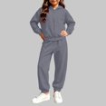 thumbnail image 6 of Kids 2-Piece Tracksuit Full Zip Hoodie and Jogger Pants Set Warm Fleece Athletic Outfit for Boys Girls (Ages 2-14 Years) School Daily Wear, 6 of 6