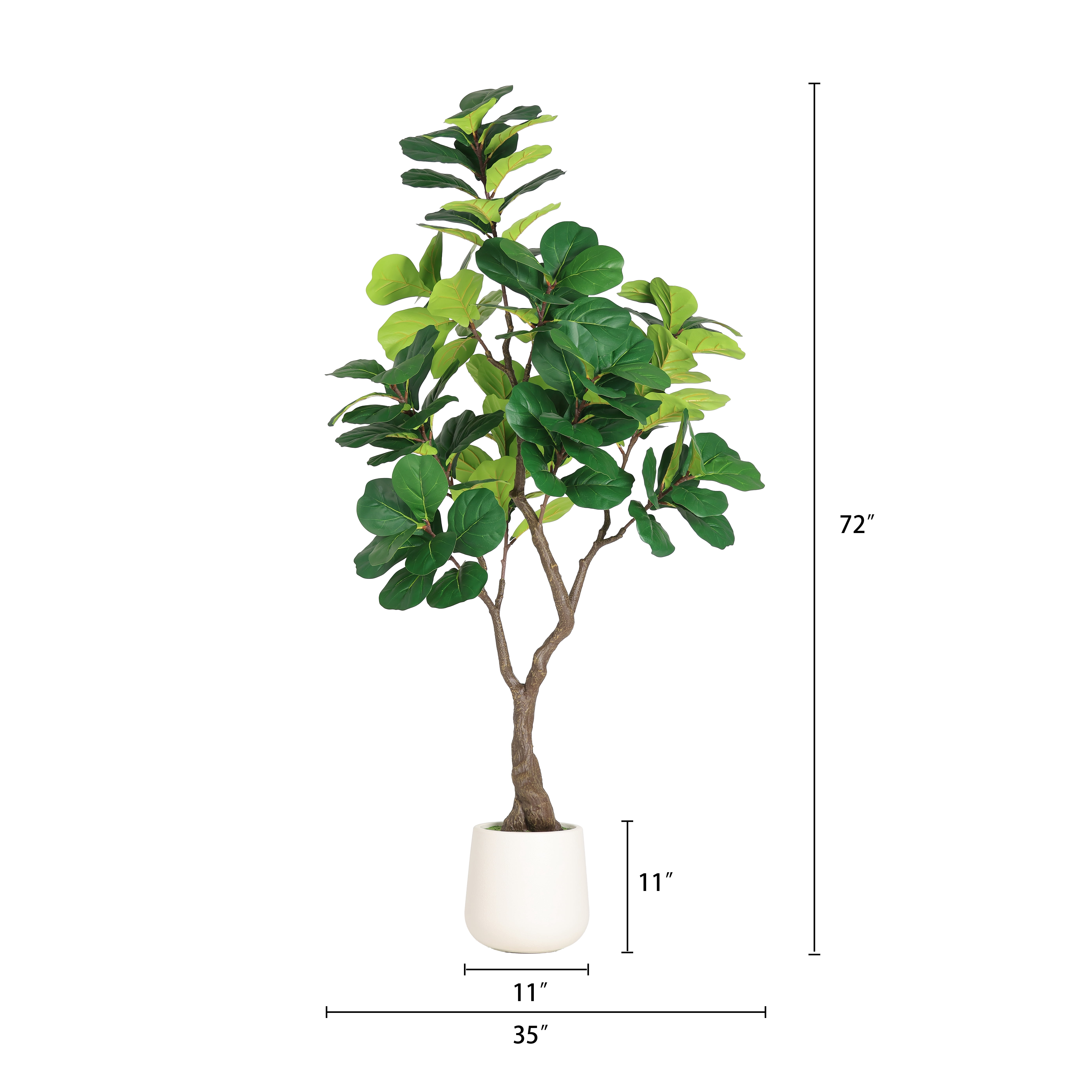 6FT Artificial Fiddle Leaf Fig Tree with White Planter Pot,Faux Indoor Plant for Home Office Living Room Decoration