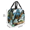 thumbnail image 2 of Rateoe Lake Forest Dinosaur A Pattern Insulated Lunch Bag with Thick Aluminum Foil Lunch Tote Bag with Front Pocket for Men and Women, Ideal for Work, School, Picnics, and Travel, 2 of 5