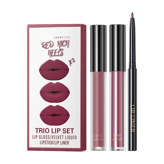 Mattes Lip Gloss Trios Set Non Sticky Non Fading Moisturizing And Nourishing With Precise Lip Liner 3ml