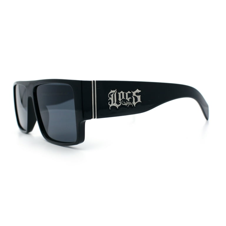 Locs Flat Top Thick Temple All Black Gangster Rectangle Plastic