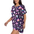 thumbnail image 2 of Rateoe Skull mushroom space Pattern Women's Short-Sleeved Pajama Set - 2 Piece Soft and Lightweight Sleepwear Set-Medium, 2 of 7