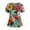 01#Blue, variant on Women's Hawaiian Printed Medical Scrub Tops - Plus Size Stretch V-Neck Short Sleeve Nursing Uniform for Hospital/Clinic Work Blue L