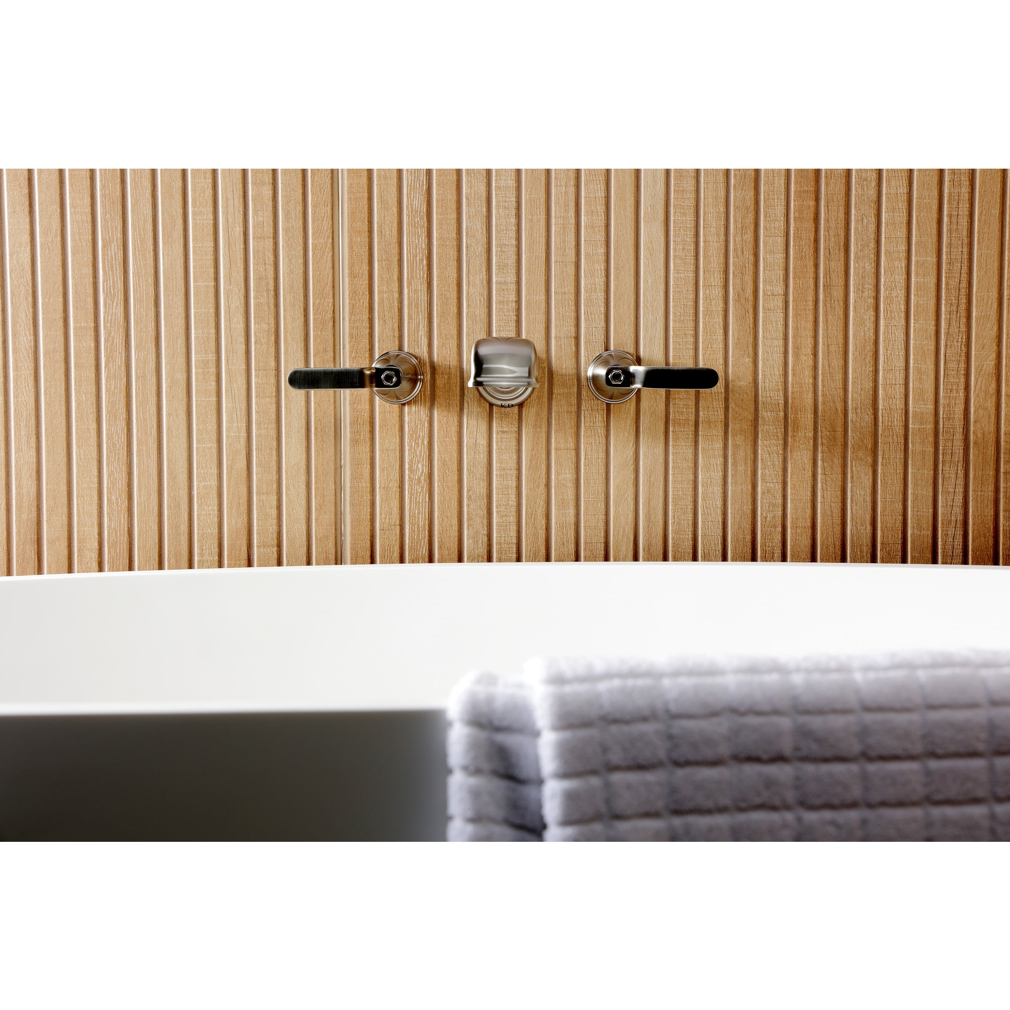 Kingston Brass KS5028KL Hallerbos Two-Handle Wall Mount Roman Tub Faucet, Brushed Nickel