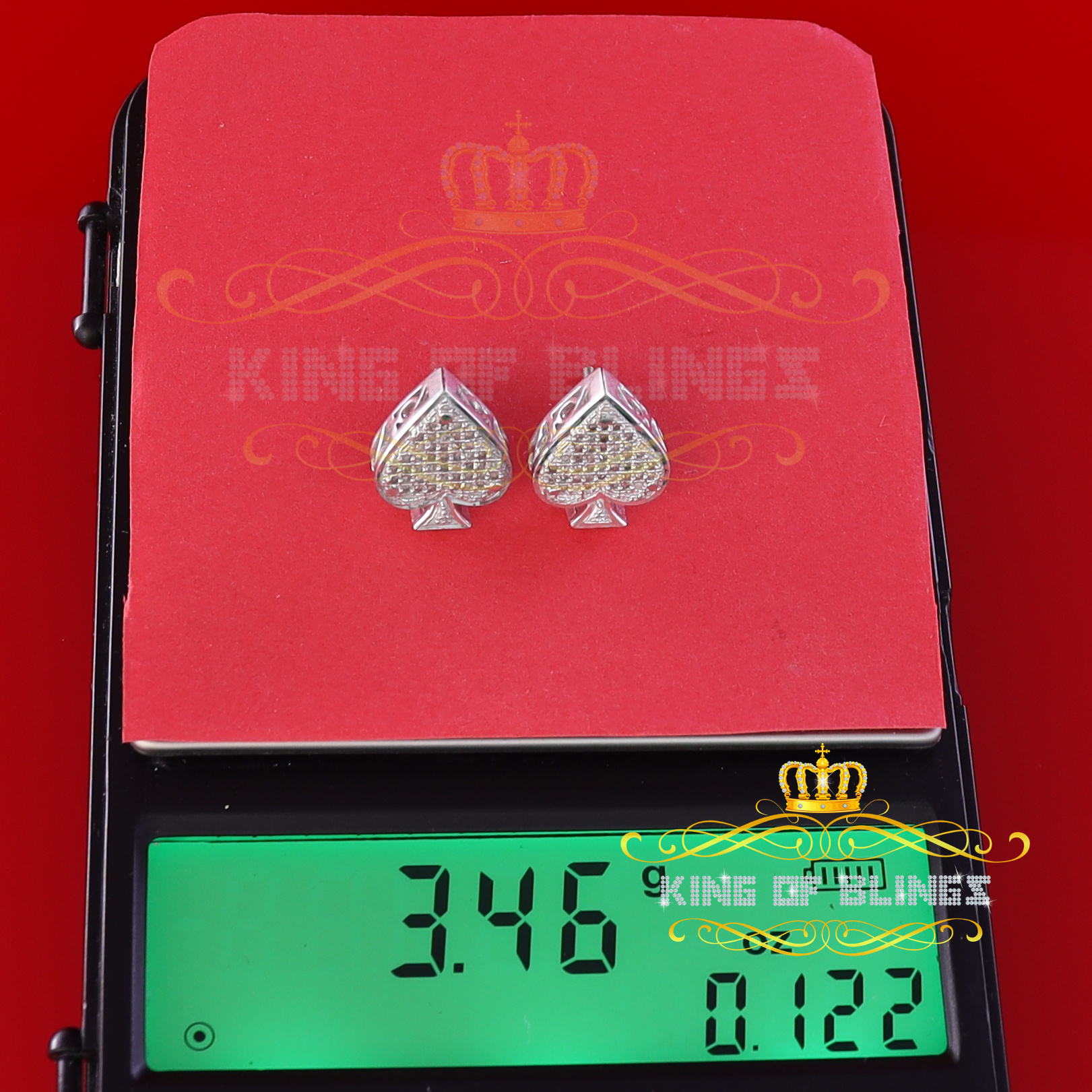 King of Bling's 925 Sterling Silver White 0.20ct Diamond For Women's / Men's Stud Heart Earring
