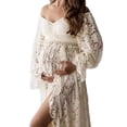 thumbnail image 6 of 2 in 1 Offs Shoulder Lace Maternity Dress for Photography Split Pregnancy Long Dresses Gown for Photo Baby Shower, 6 of 8
