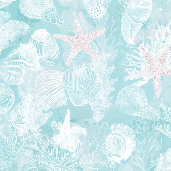 Peel and Stick Wallpaper Whimsical Underwater Ocean Theme Starfish Shells Soft Wall Mural 23.6in x 9.8ft Self Adhesive Removable Wall Paper Renter Friendly Wallpaper for Nursery Bedroom Cabinets