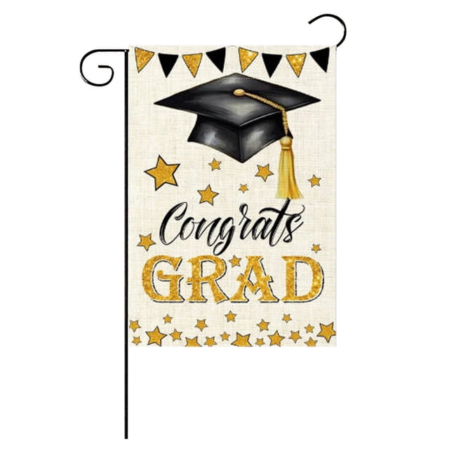 SXcggal Graduation Flags Banners Garden Decorations Double Polyester Graduation Theme Print For Indoor And Outdoor Celebrations Practical Basic Flags Banners For Garden