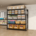 thumbnail image 3 of Welfiya 5-Tier Garage Shelving,48"W Storage Shelves,3000LBS Heavy Duty Shelving, Adjustable Metal Shelving Units for Storage Rack for Shed Warehouse Basement, Black, 3 of 10
