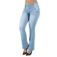 thumbnail image 4 of Fashion2Love Women's Juniors Colombian Design Butt Lift Push Up Mid Waist Boot Leg Jeans, 4 of 10
