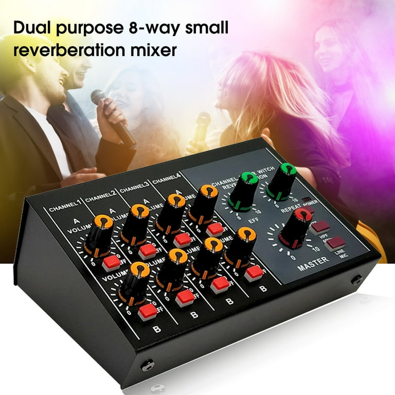 Naierhg MIX-428 Mini Mixer Powerful 60Hz Audio Cutting 8 Channels Power  Adapter/Battery Dual Use Audio Mixer for Live Streaming