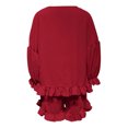 thumbnail image 4 of Cagogo Women's Plus Size 2 Piece Outfits Round Neck Puff Sleeve Blouse Crop Top Elastic Waisted Shorts Casual Set Loose Solid Boho Vacation Travel Clothes, Red S, 4 of 5