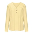 thumbnail image 4 of 2025 New Fashion Plus Size Women's Loose Casual Solid Color V-neck Button Long Sleeved Top, 4 of 6