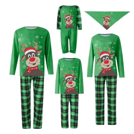 

JBEELATE Family Matching Christmas Pajamas Set Adult Women Kids Reindeer Printed Sleepwear Nightwear Outfits