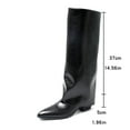 thumbnail image 4 of XUNKUSGA Knee High Boots Fashion Fold Over Boots for Women Solid Color Pointed Toe Shark Tall Boots Wide Calf Chunky Low Heels Long Boots with Side Zipper 5.5-9 Black, 4 of 8