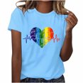 thumbnail image 2 of successthop Pride Shirt for Women Blue Pride Shirts Rainbow Heart Curvy Tops Crew Neck T Shirt Short Sleeve Tee Blouse Loose Fitting Apparel, 2 of 6