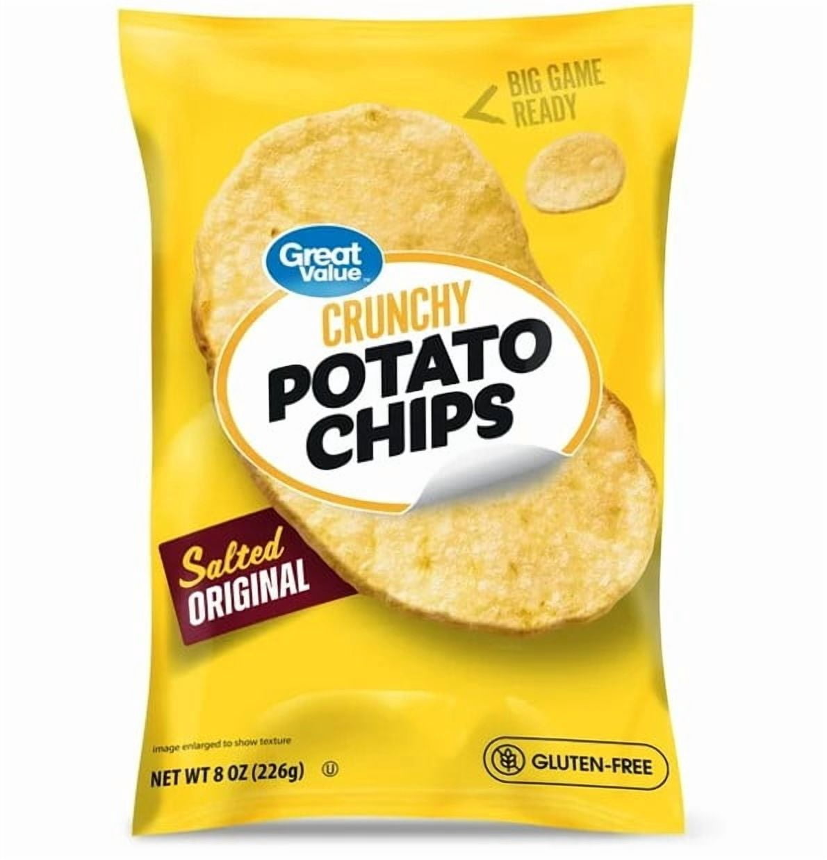 (10 pack) Great Value Original Potato Chips, 8 oz