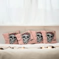 thumbnail image 3 of Ambesonne Rose Throw Pillow Cover 4 Pack, Skull Boho Floral Wreath, 20", Coral Multicolor, 3 of 6