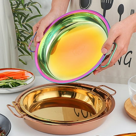 

GXSR Stainless Steel Everyday Pan Cold Noodle Plate Chef Stir Fry Pan Steamer Pot Saucepot Casserole Pot Tray Dish with Handles for Home Kitchen Food Serving