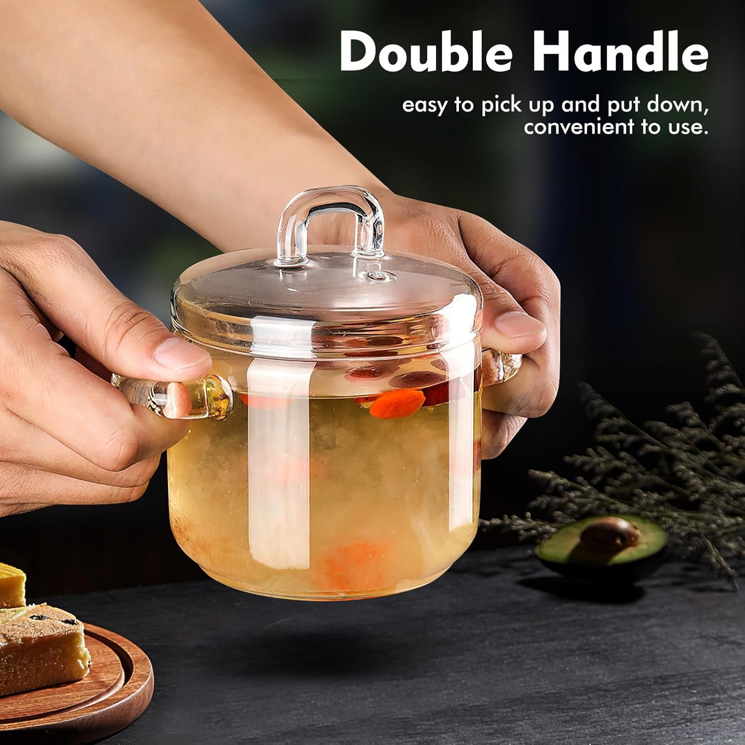 UPKOCH Clear Glass Cooking Pot Cup, 350ml / 12oz Glass Saucepan with Lid, Heat-Resistant Stovetop Stew Pot for Milk, Pasta, Noodles, Soup, Baby Food