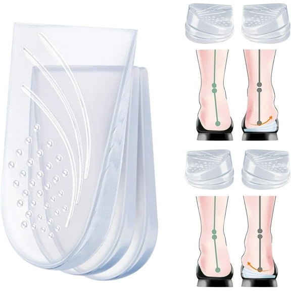 3-Layer Adjustable Heel Wedge Cushions – Silicone Heel Insoles for Foot Alignment, Relieves Knee Pain, Corrects Overpronation and Supination