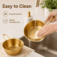 thumbnail image 7 of 2-Pack Makgeolli Bowls, 304 Stainless Steel Korean Traditional Bowls Rice Wine Bowl with Handle, Hiking Soup Dish, Food Bowl Camp Cup, 4.7 Inch, 10 Ounces (Gold), 7 of 7