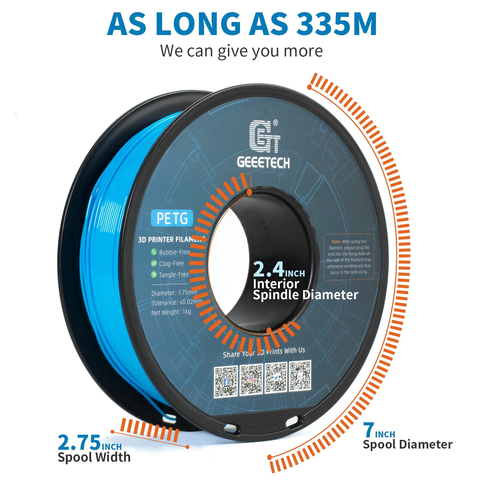 GEEETECH Aqua PETG Filament 1.75mm, Upgrade Stronger Toughness Printing Consumables, 10kg (22 lbs) Spool Fit Most FDM 3D Printer