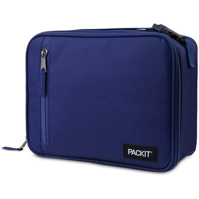 baomifa-Freezable Classic Lunch Box, True Blue, Built with EcoFreeze® Technology, Collapsible, Reusable, Zip Closure with Front Pocket and Buckle Handle, for Work Lunches and Fresh Lunch On The Go