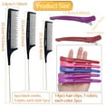 thumbnail image 3 of Hair Styling Clips Combs Set, 14pcs No Crease Sectioning Clips with Silicone Band and 3pcs Plastic Black Rat Tail Hair Combs with Steel Pin for Women Salon Hair Roller Styling Coloring, 3 of 9