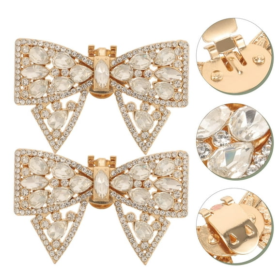 WRITWAA Elegant Golden Metal Rhinestone Shoe Clips for Stylish Shoe Decor 1Pair