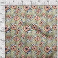 thumbnail image 2 of oneOone Polyester Lycra Greenish Beige Fabric Leaves & Floral Artistic Sewing Fabric By The Yard Printed Diy Clothing Sewing Supplies 56 Inch Wide, 2 of 4